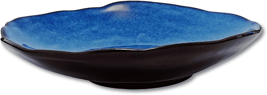 10 Inch Ceramic Decorative Plate, Blue Reactive Glaze Shallow Dish