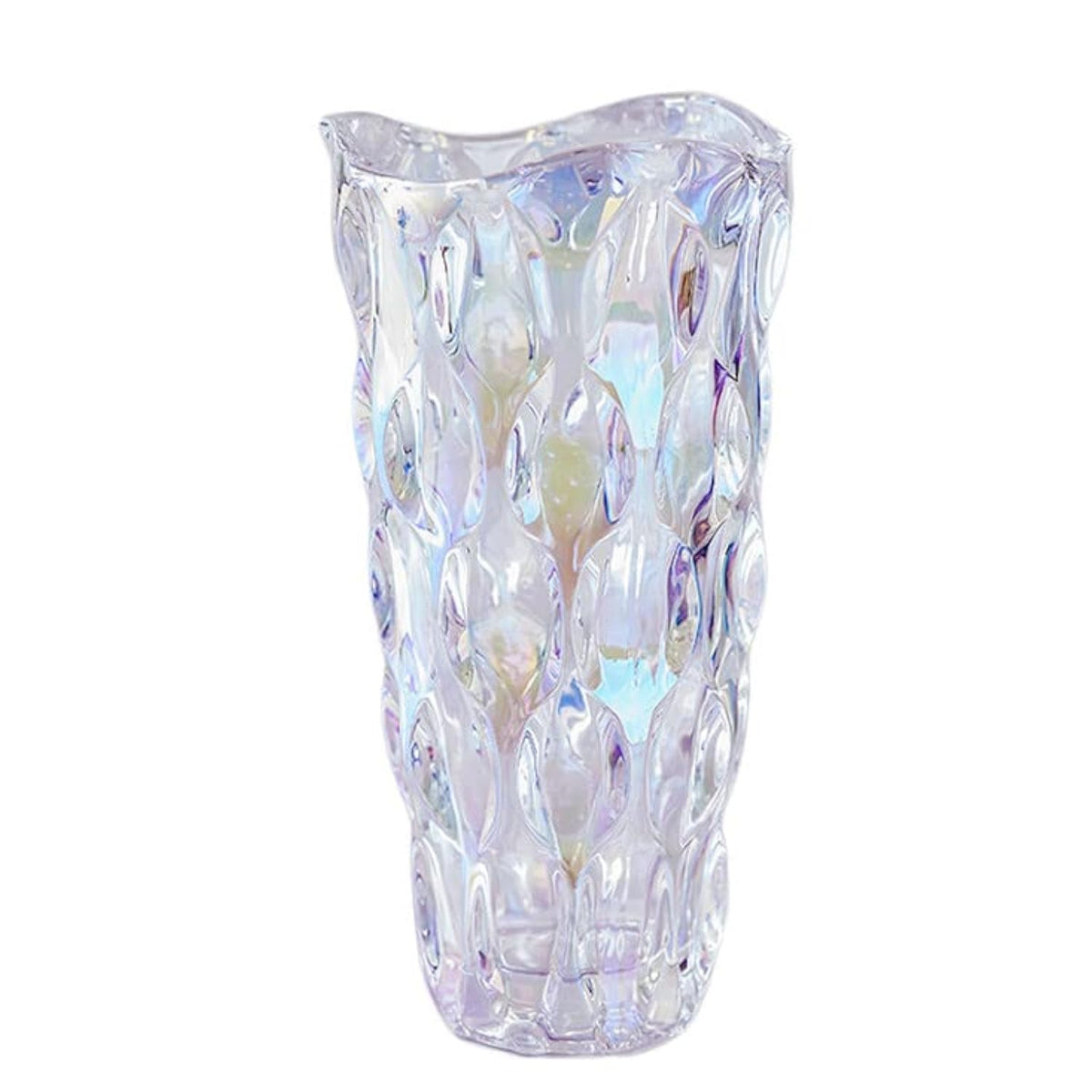 Heavy Glass Flower Vase Thickened 3.5lb 9.5inch Sparkle vase Bohemian Style, for Centerpieces,Wedding,Perfect Home Decor (Sparkle)
