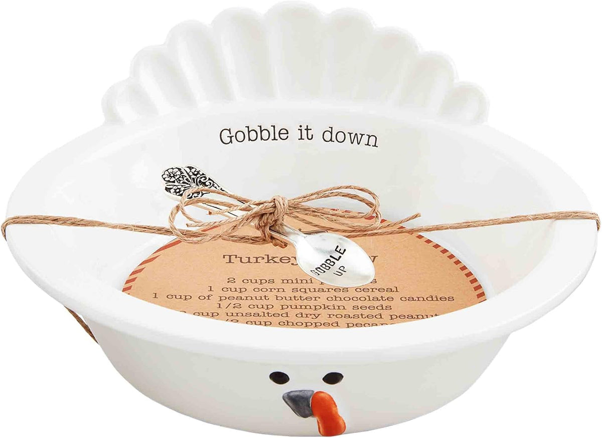 Mud Pie Turkey Chow Bowl Set, 3 1/2" x 7 3/4" dia
