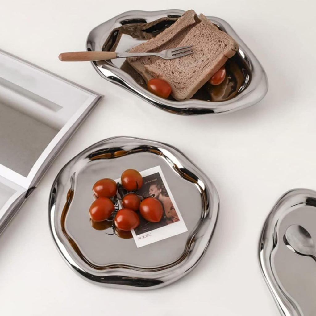 Silver Tray Decorative Vanity Tray Bathroom Tray Ceramic Jewelry Dish