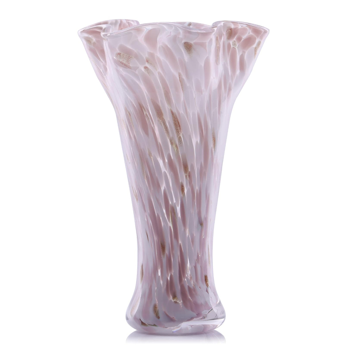 LCCCK 9.0" H Teal Glass Vases for Flower, Unique Hand Blown Glass Vase
