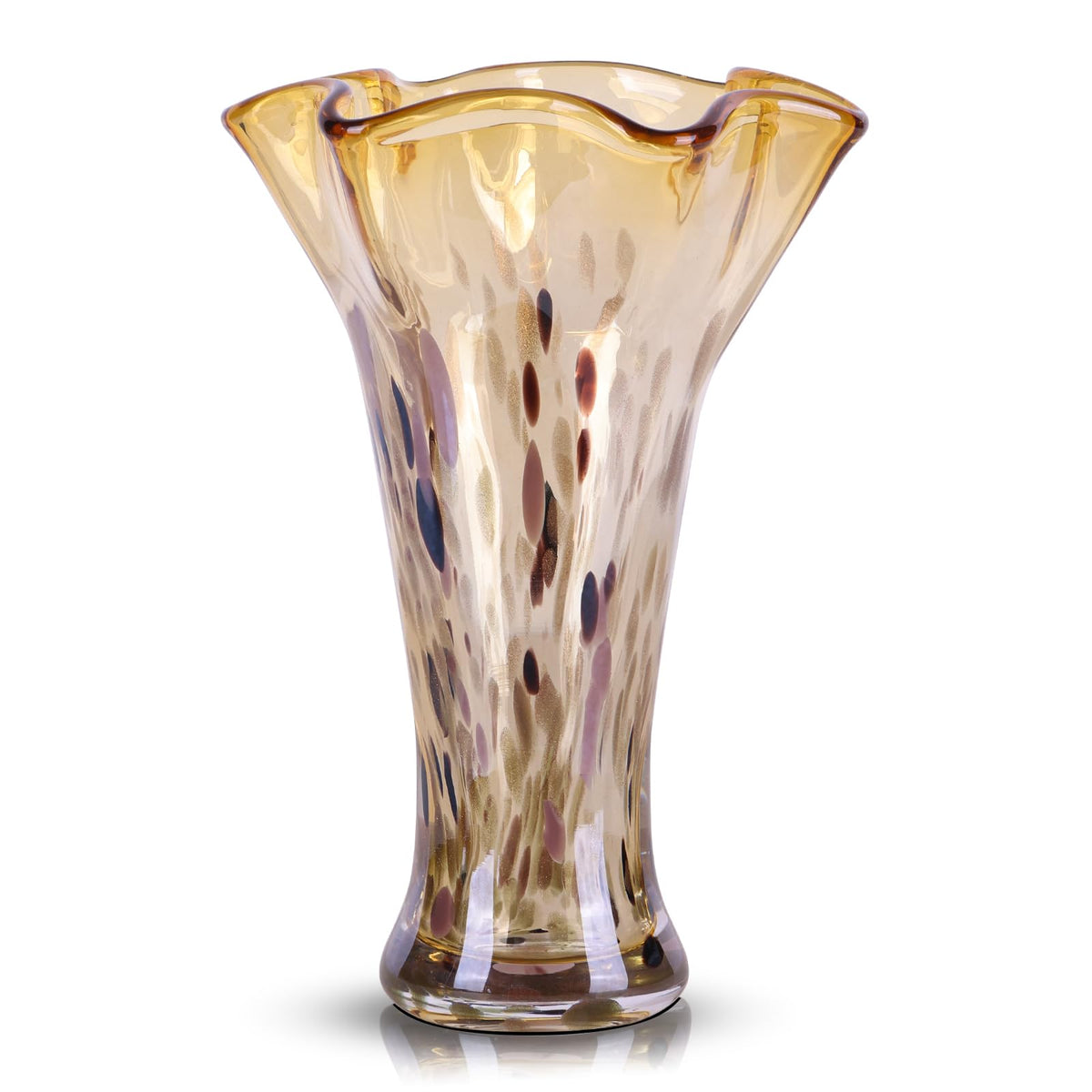 LCCCK 9.0" H Teal Glass Vases for Flower, Unique Hand Blown Glass Vase