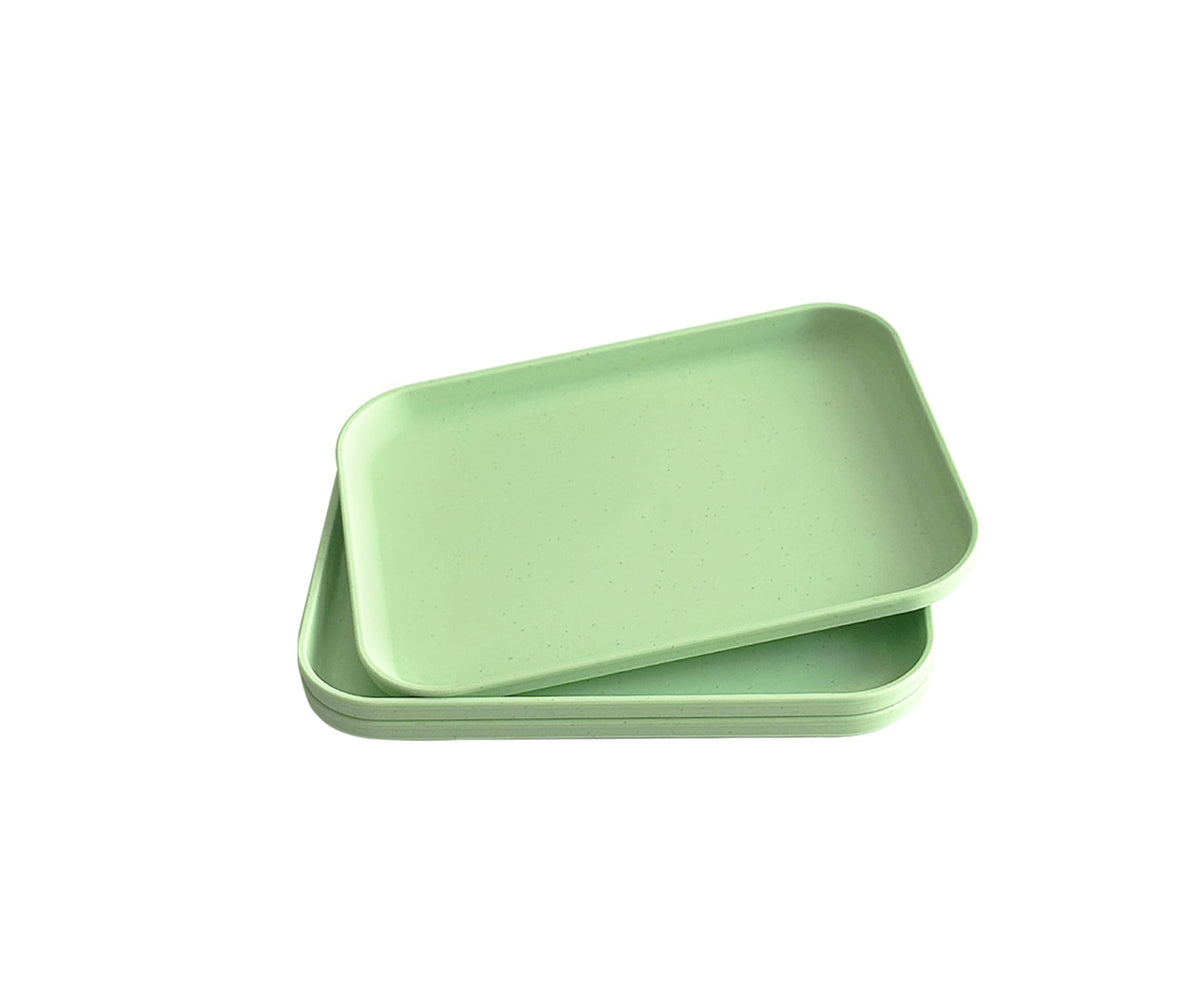 Small Tray 3 Pack, Blue 7.8 inch Wheat Straw Plastic Plates