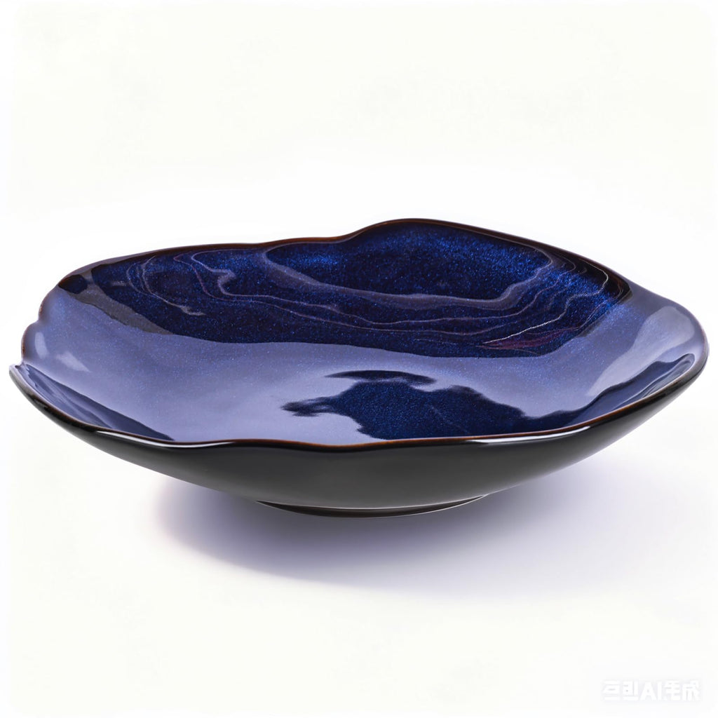 Blue Ceramic Decorative Bowl –10.4" Small Trinket Dish, Fruit Bowl, Candy Dish, Key Bowl for Entryway Table, Jewelry & Ring Dish, Porcelain Catchall Dish for Kitchen, Bedside, Living Room Home Decor