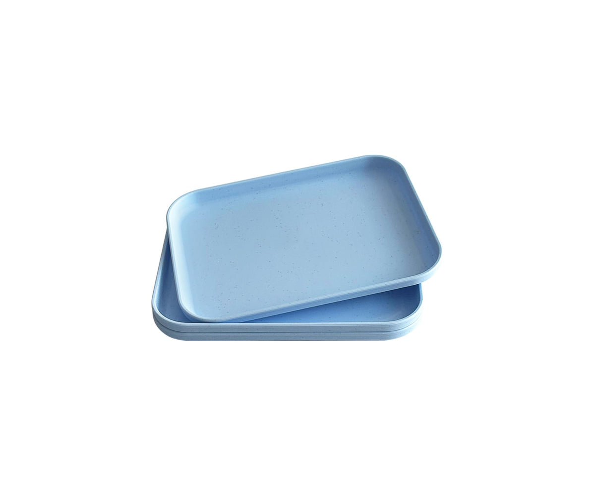 Small Tray 3 Pack, Blue 7.8 inch Wheat Straw Plastic Plates
