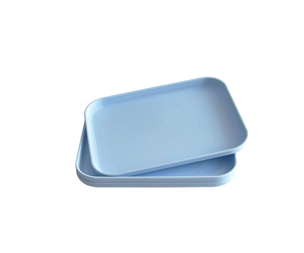 Small Tray 3 Pack, Blue 7.8 inch Wheat Straw Plastic Plates