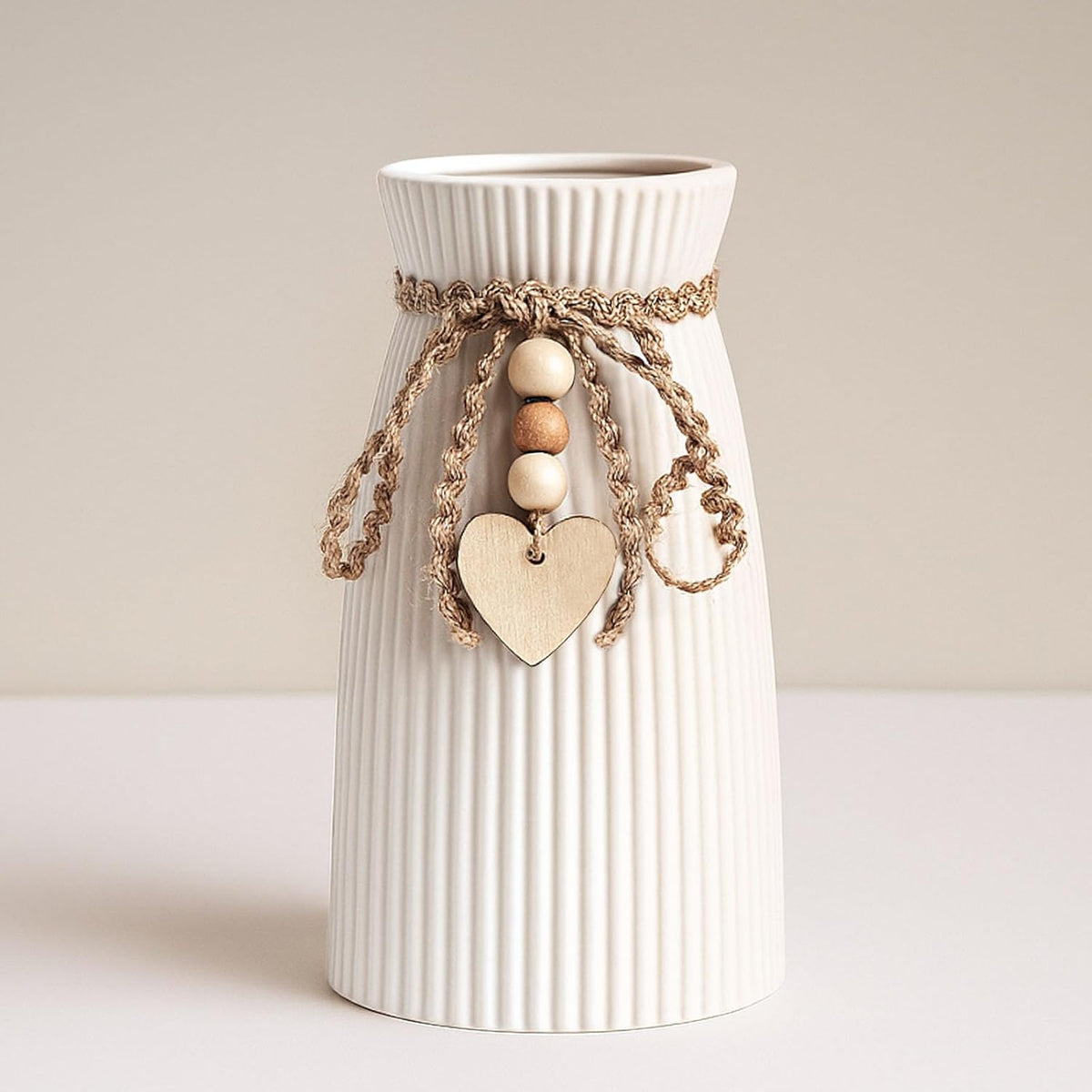 DomeStar White Ceramic Vase, 6.3" Tall Flower Vase for Pampas Grass