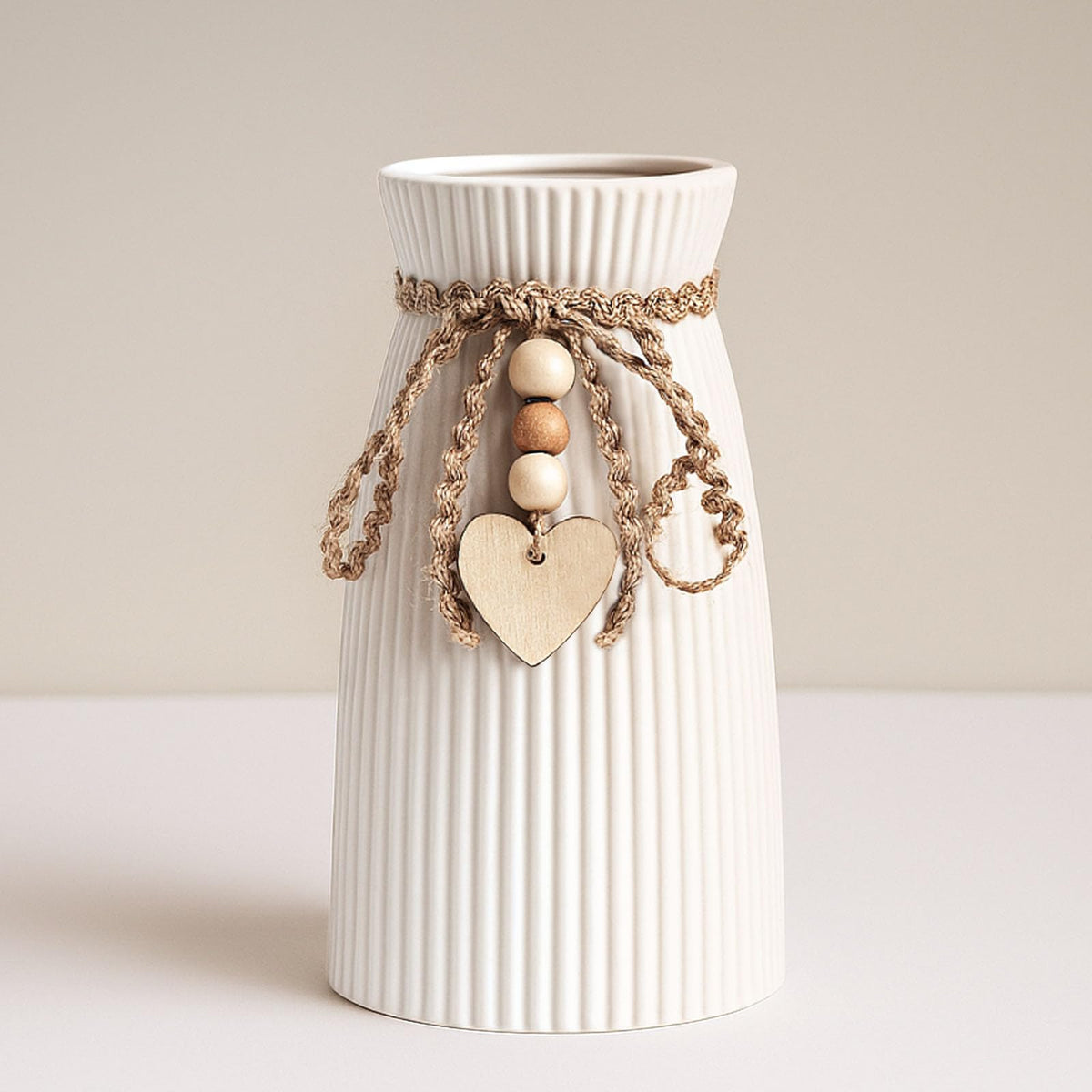 DomeStar White Ceramic Vase, 6.3" Tall Flower Vase for Pampas Grass