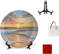 Ocean Sunset Glow Bone China Decorative Plate Ceramic Decorative Plate Home Wall Decor with Vertical Stand Decorative Plates
