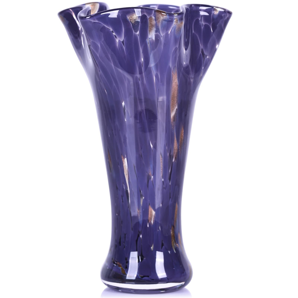 LCCCK 9.0" H Teal Glass Vases for Flower, Unique Hand Blown Glass Vase