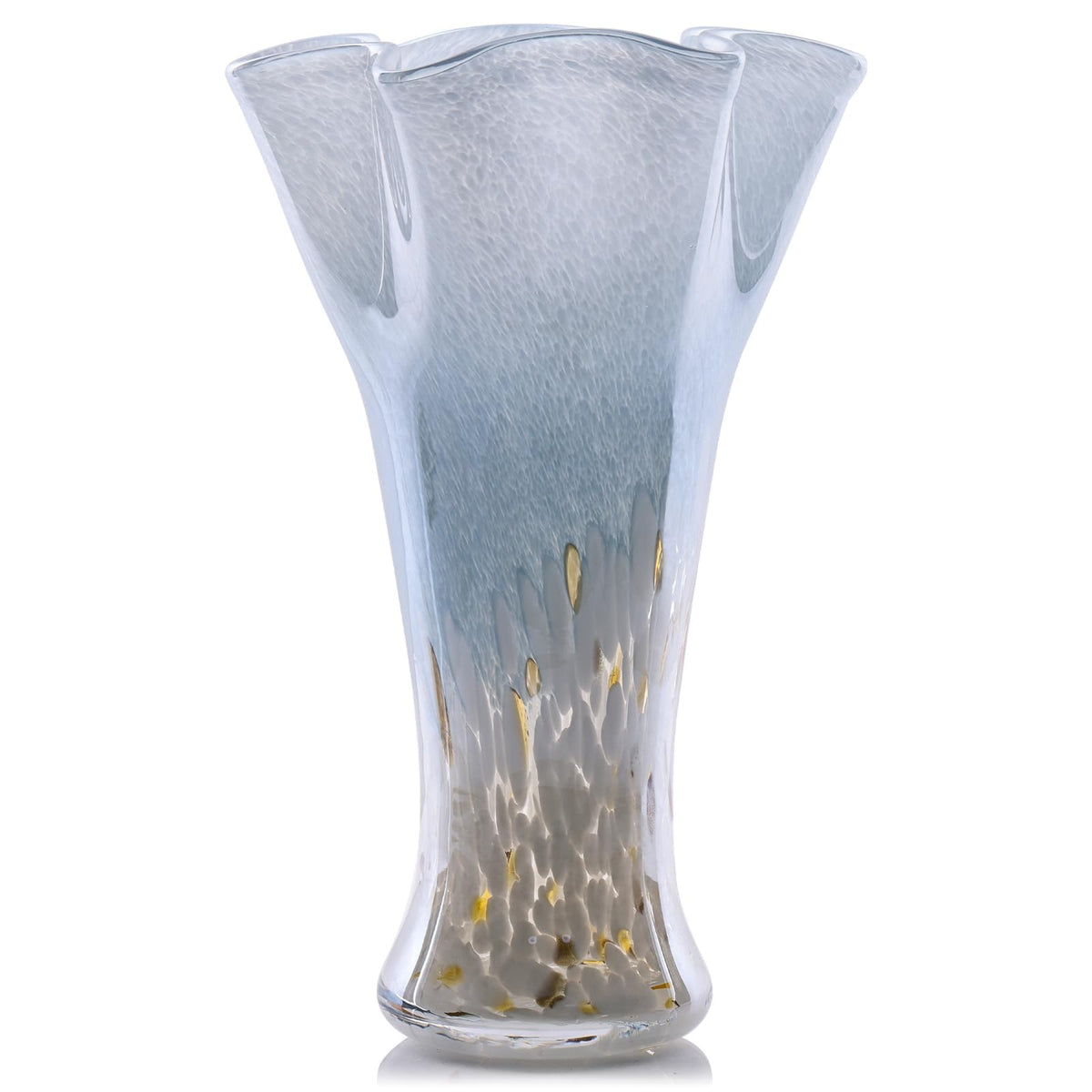 LCCCK 9.0" H Teal Glass Vases for Flower, Unique Hand Blown Glass Vase