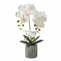 White Fake Orchids Flowers in Pot Bendable Faux Orchids Artificial Flowers Washable Silk Orchid Phalaenopsis Decor for Home Wedding Table Centerpiece Bathroom Office