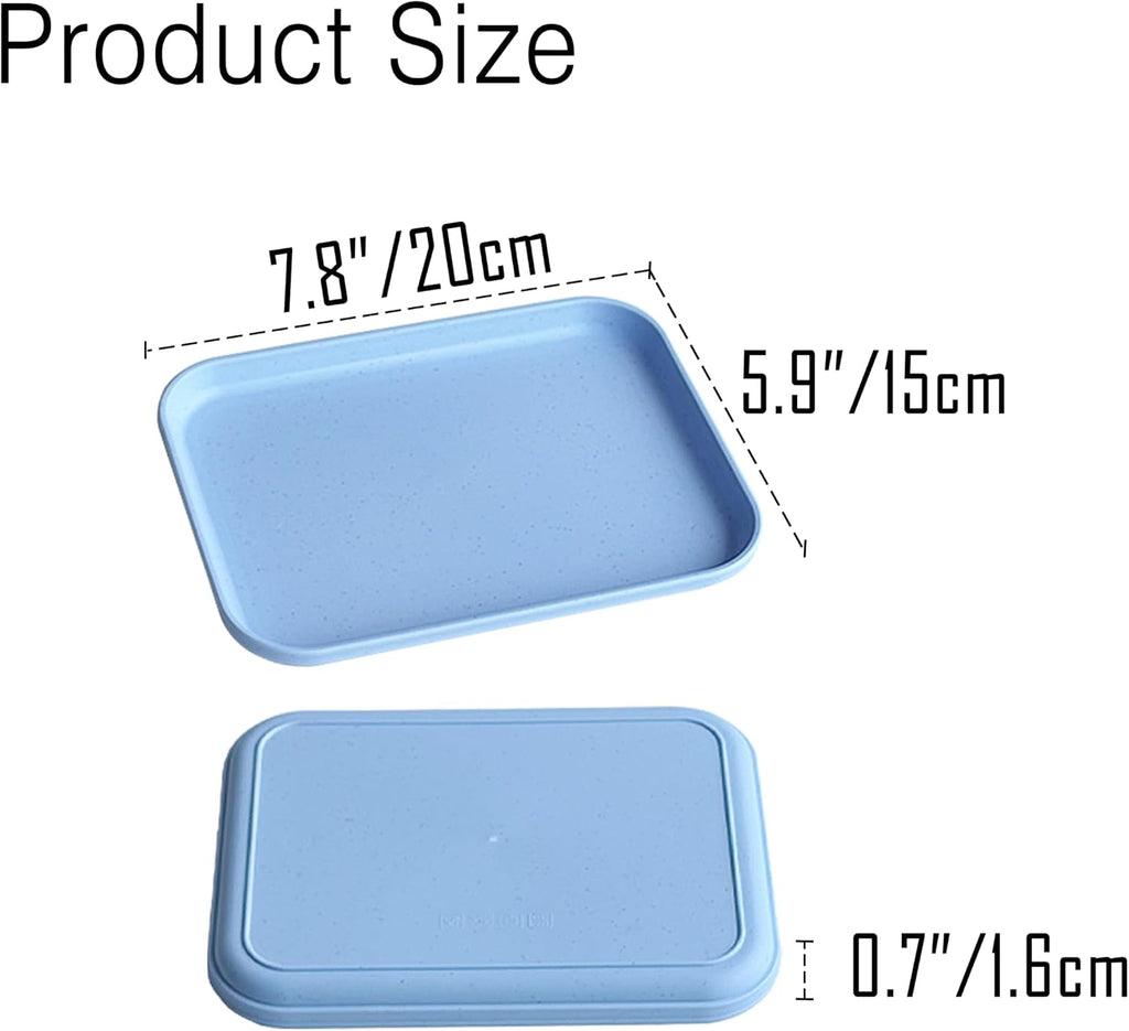 Small Tray 3 Pack, Blue 7.8 inch Wheat Straw Plastic Plates