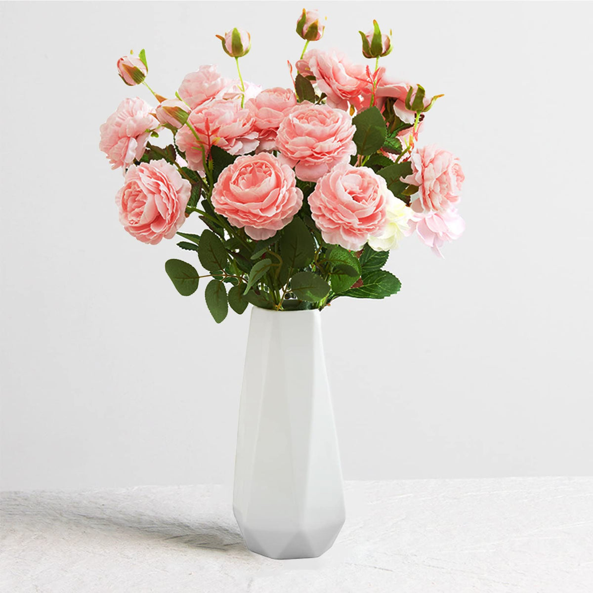 Boho Ceramic Vase with Rope, 8.2" H, Rustic Flower Vase Classic Style for Dried Flowers Fresh Flowers, Fit for Fireplace Bedroom Kitchen Living Room Centerpieces Office Desk