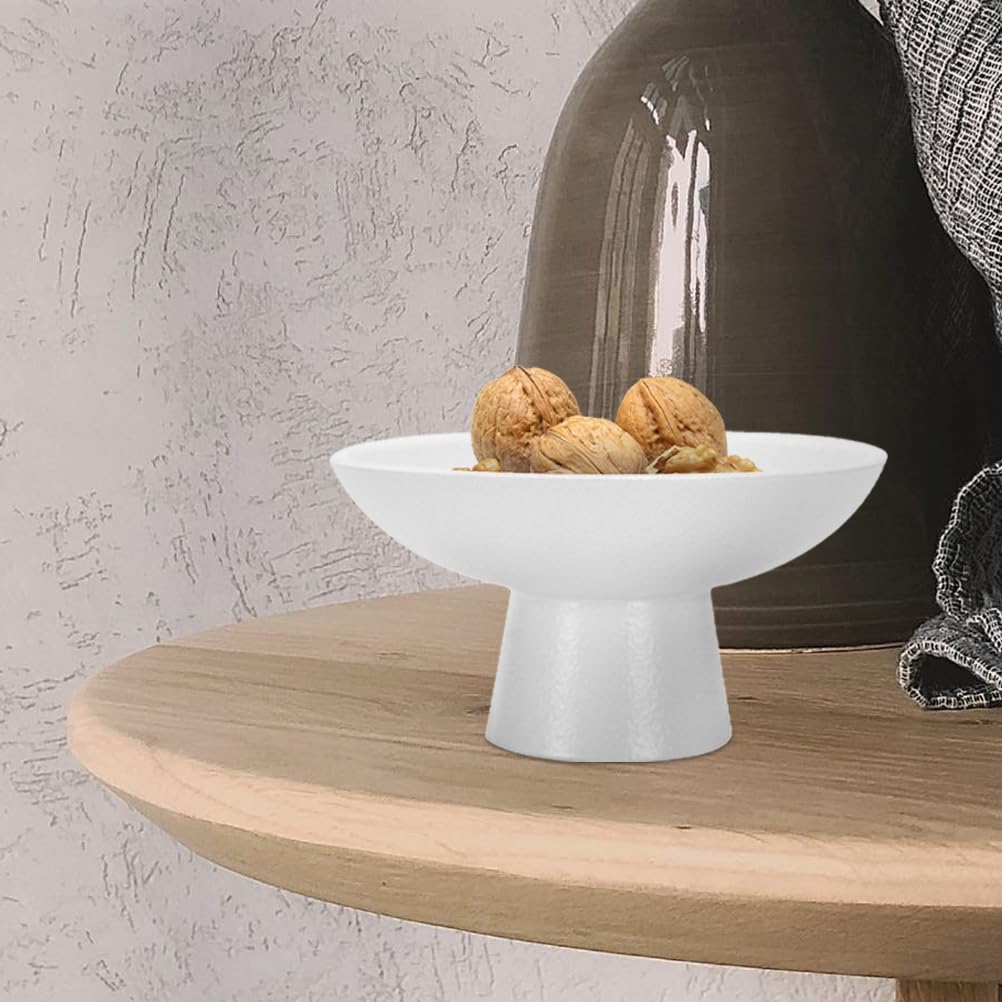 MAGICLULU Ceramic Fruit Bowl Decorative Footed Serving Dish 4.72X2.40In White Pedestal Cake Plate for Kitchen Centerpiece Dessert Display