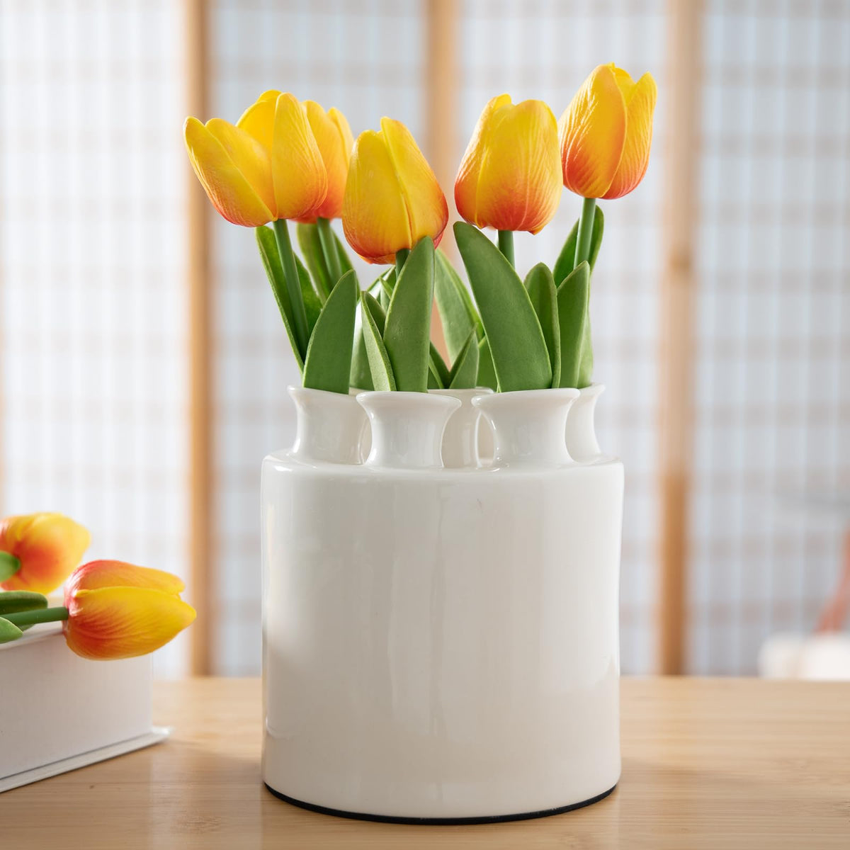MOUGIGI Ceramic Dice Vase-Unique Decor for Dried Flowers,Rose,Pampas Grass