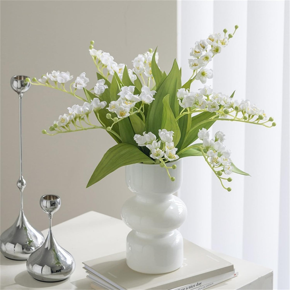 JSPYFITS Glass Hydroponic Flower Vase, 7 Inches Colored Bubble Vase for Flowers, Three-Layer Funky Vase for Home/Office/Weddings/Party Table Flowers Decor, Milky Green