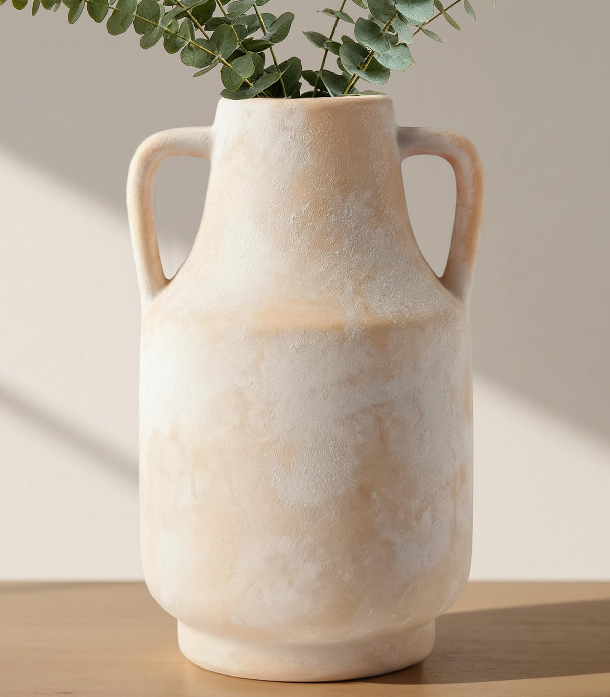 Ceramic Flower Vase, 10.2" Rustic Farmhouse Vase for Home Decor, Glazed Pottery Vase for Fresh Flowers, Pampas Grass, Coffee Table, Dining Table, Mantel and Bookshelf