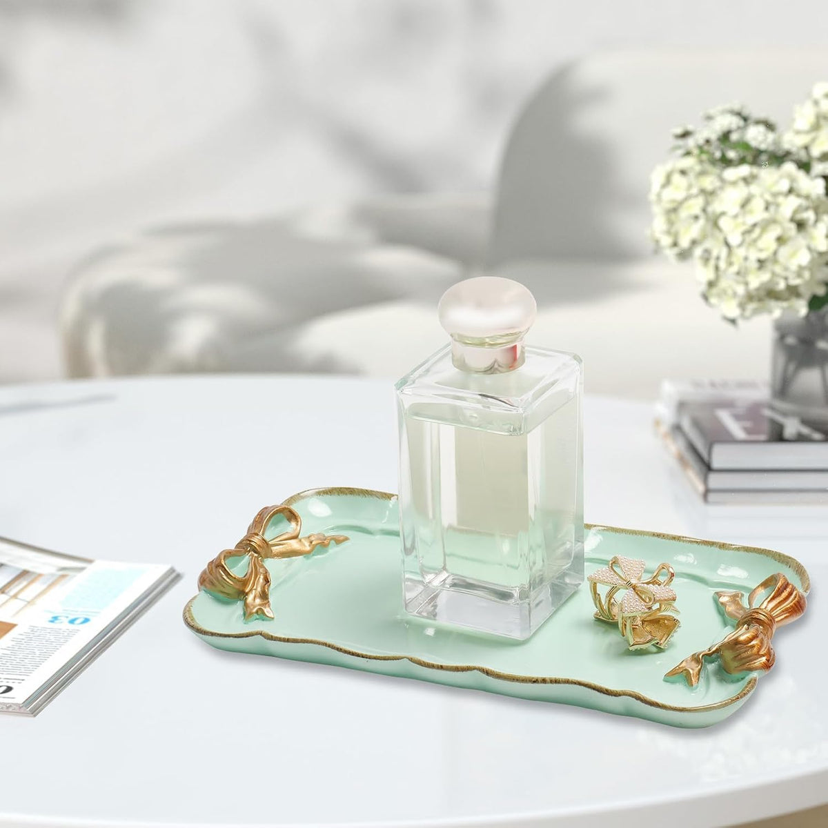 Warmtree Bow Jewelry Tray, Coquette Trinket Dish, Vanity Decor