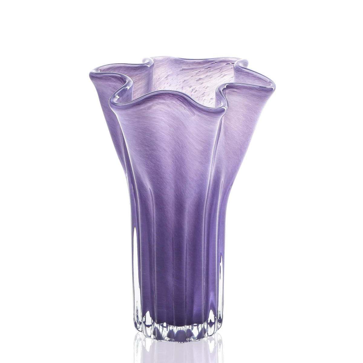 Green Glass Bubble Vase for Flowers, 8.5" Blown Glass Vase for Home Decor