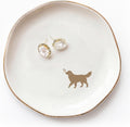 Golden Retriever Jewelry Dish Tray for Dog Lover,Ceramic Trinket Tray, Key Bowl, Decorative Plate 4.7 in