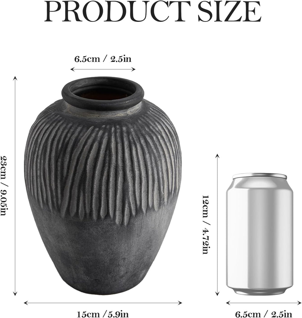 DN DECONATION Flower Vase for Home Decor, Grey Ceramic Vase for Centerpiece