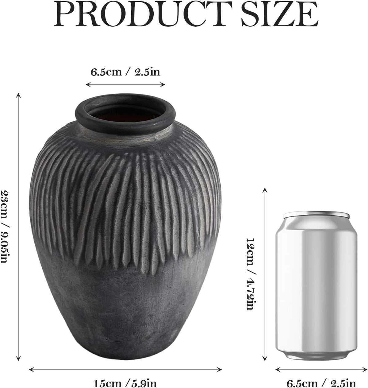 DN DECONATION Flower Vase for Home Decor, Grey Ceramic Vase for Centerpiece