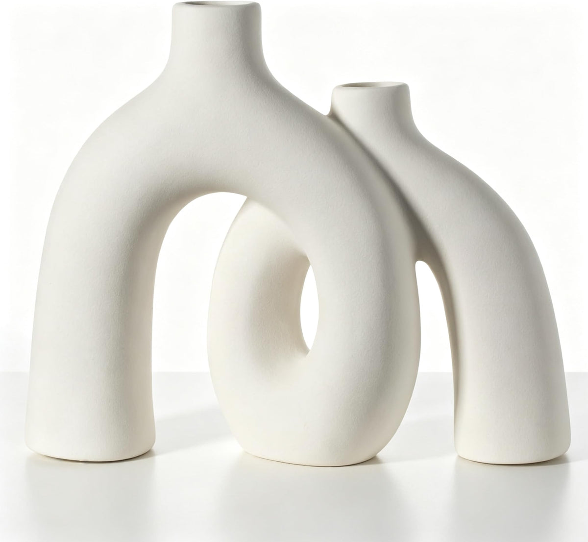 CEMABT Modern Nordic Boho Vase Set - Elegant Beige Matte Ceramic Vase for Living Room, Bookshelf, Mantel, Entryway Table & Console Decor | Home Decor Shelf Decorations Easter Gift