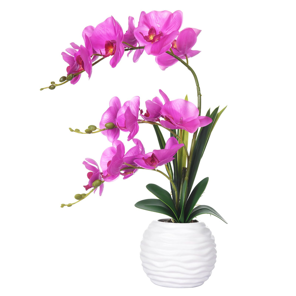 Artificial Real Touch Orchid Flowers with White Ceramic Vase, Orange