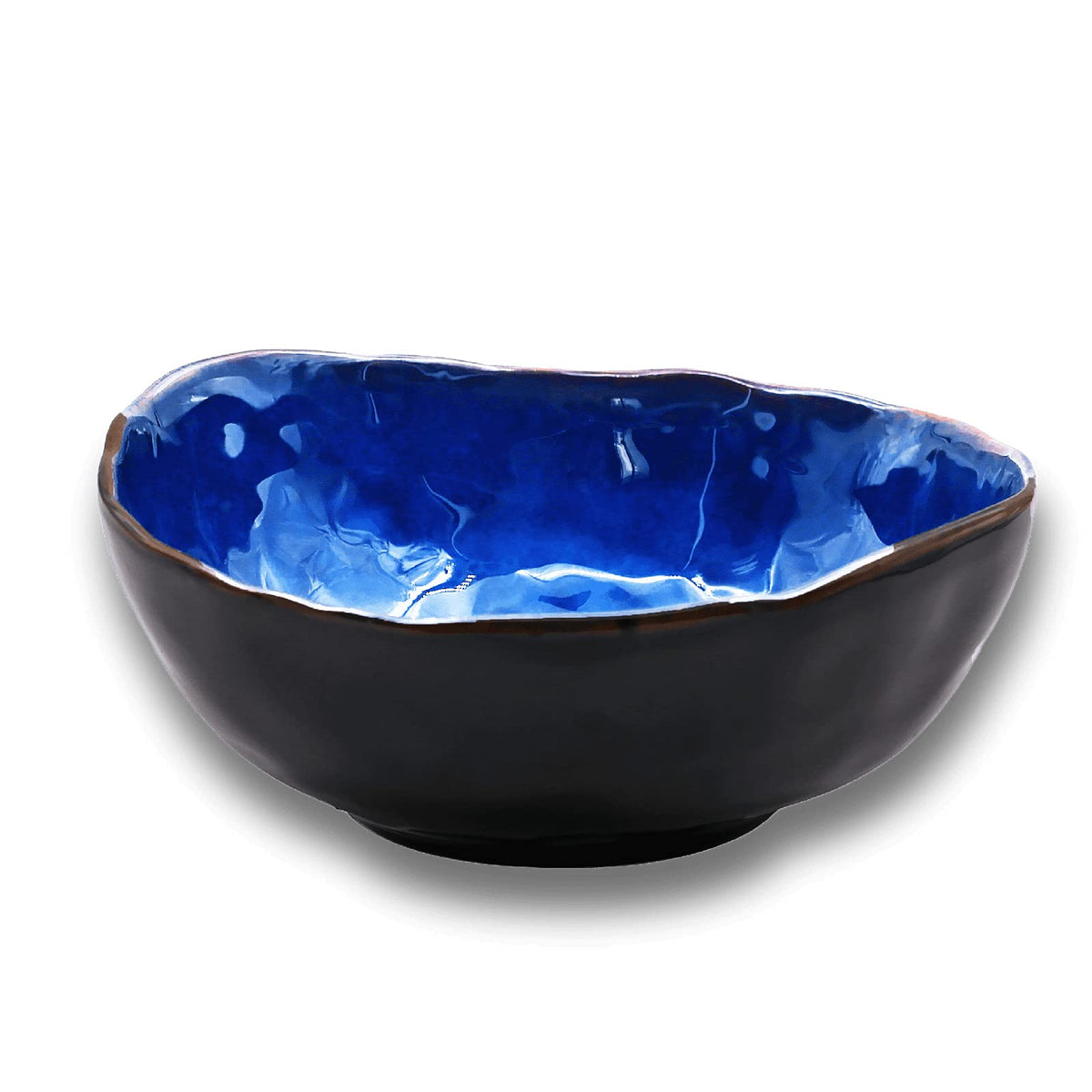 10 Inch Ceramic Decorative Plate, Blue Reactive Glaze Shallow Dish