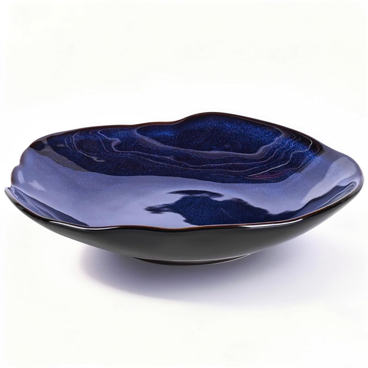 Blue Ceramic Decorative Bowl –10.4" Small Trinket Dish, Fruit Bowl, Candy Dish, Key Bowl for Entryway Table, Jewelry & Ring Dish, Porcelain Catchall Dish for Kitchen, Bedside, Living Room Home Decor