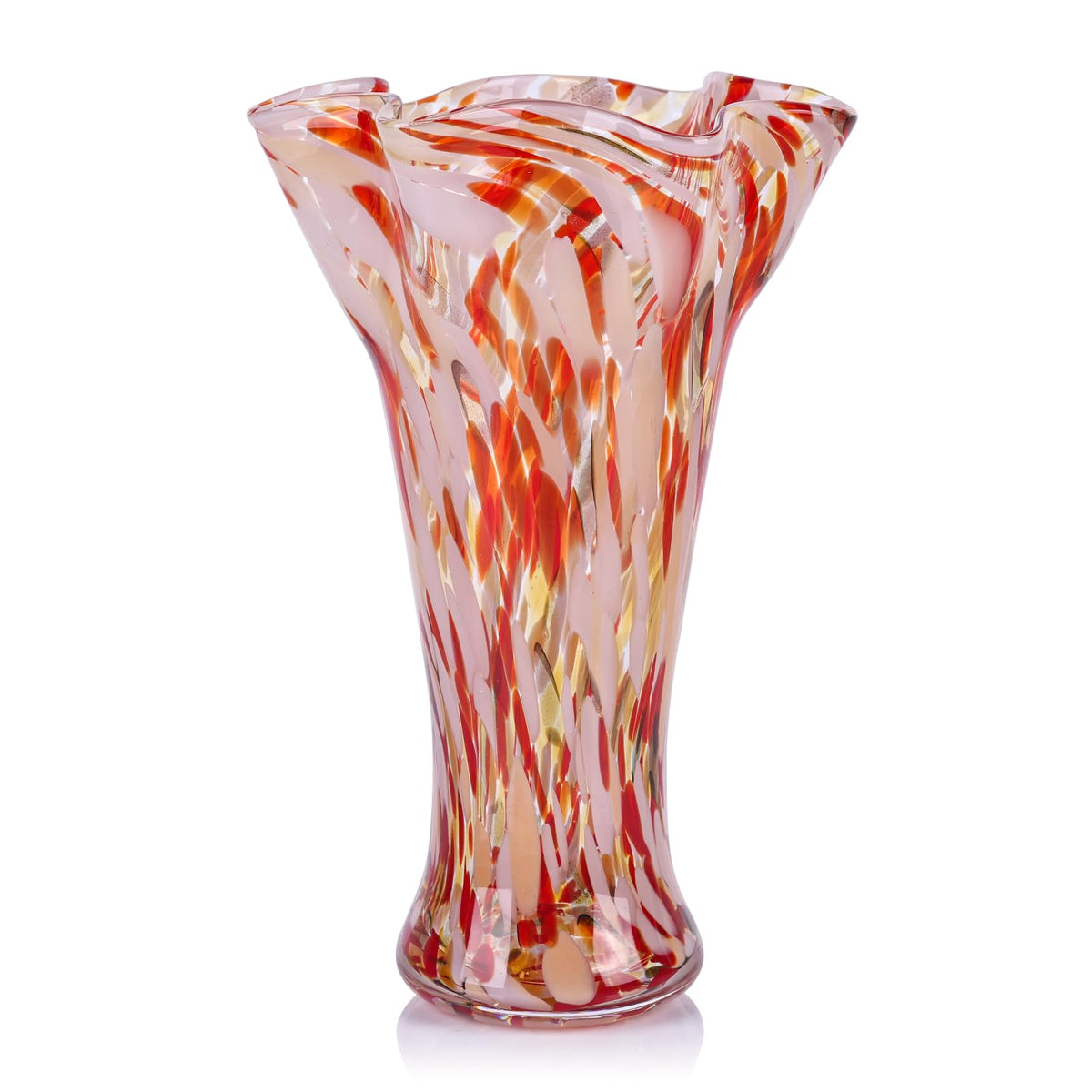 LCCCK 9.0" H Teal Glass Vases for Flower, Unique Hand Blown Glass Vase