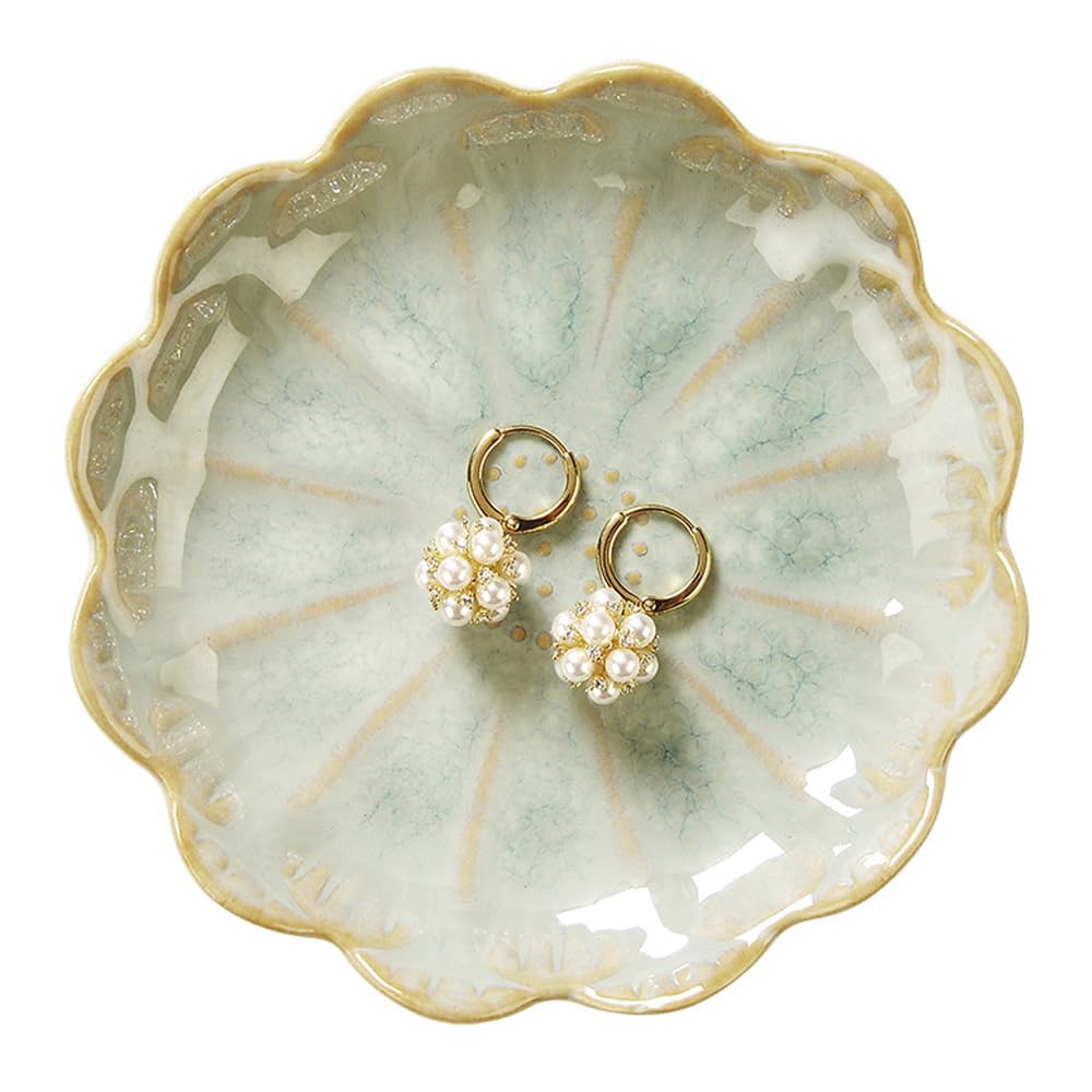JAMEND CLXP Lotus Leaf Shape Decorative Ring Tray, Small Key Bowl, Ceramic Trinket Tray Jewelry Dish Organizing Necklace Earrings, Home Decoration for Mom Best Friend Sister, Pink.