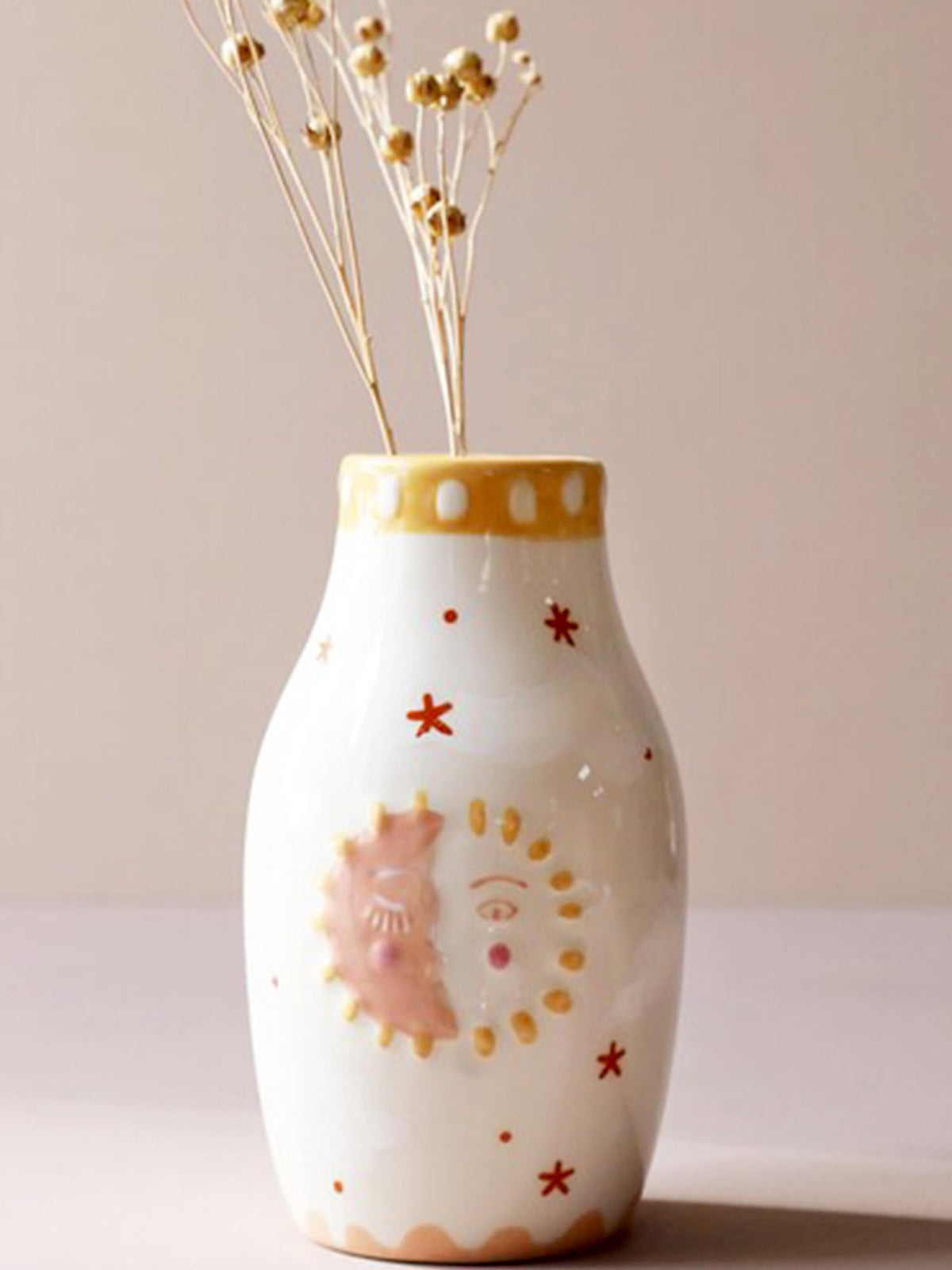 MOUGIGI Ceramic Dice Vase-Unique Decor for Dried Flowers,Rose,Pampas Grass