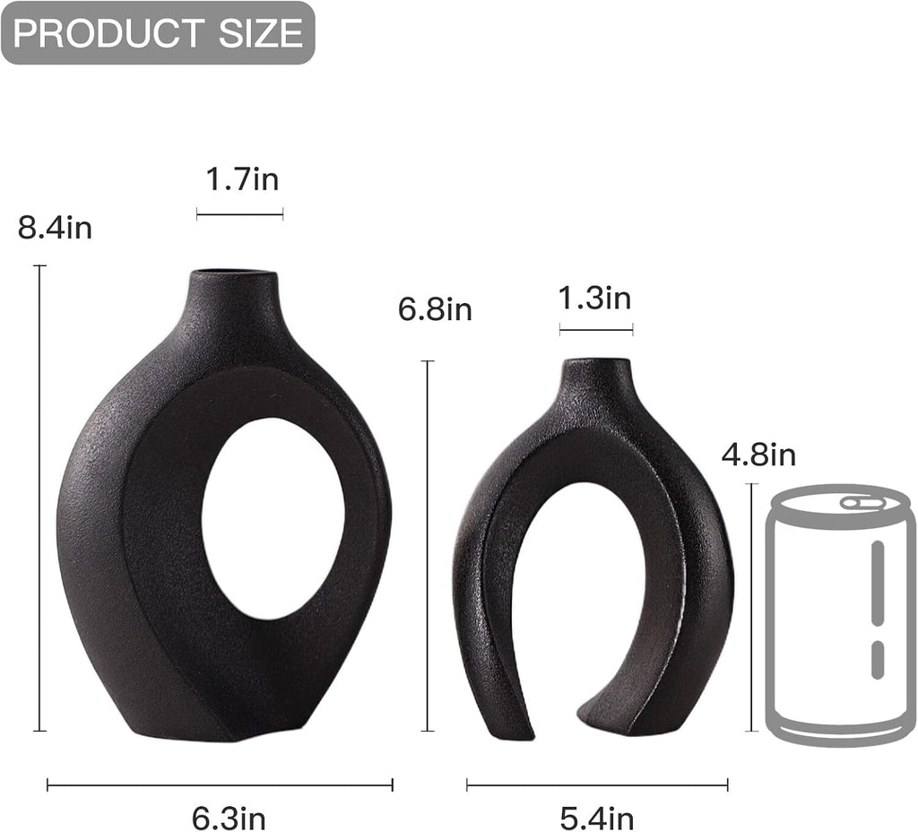 Levvohd Snuggle Hollow Ceramic Vase Set of 2 Minimalist Home Table Decor
