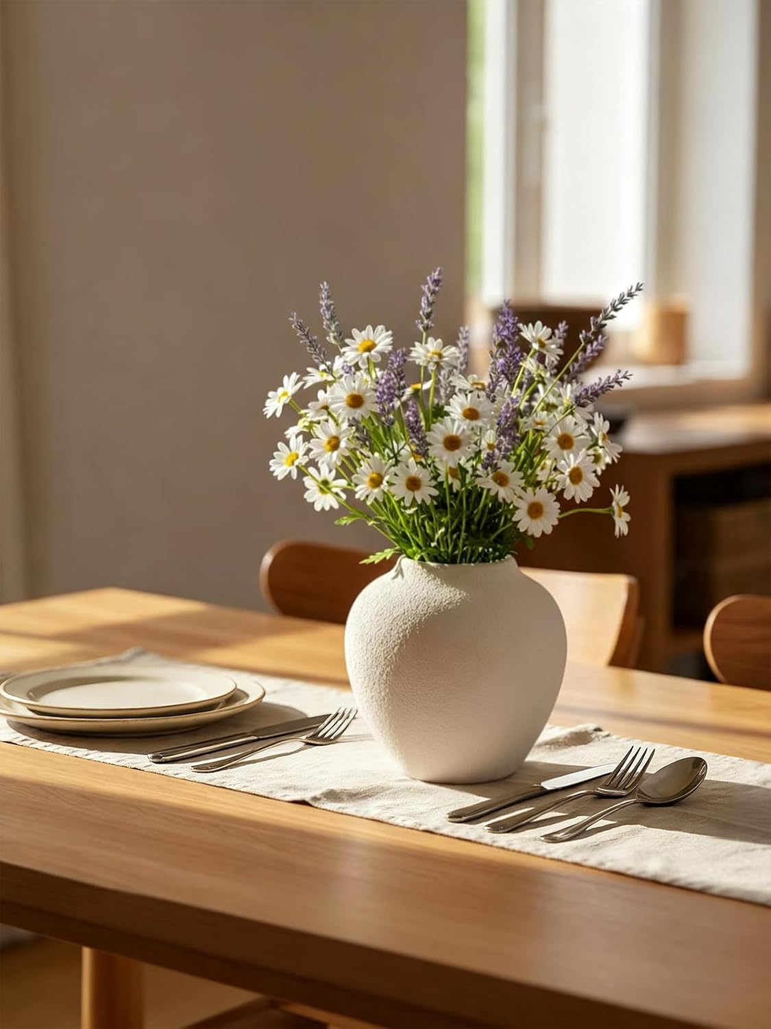 Ceramic Flower Vase Home Decor - Small Farmhouse Table Vases Rustic Vintage Living Room Kitchen Bedroom Decorations for House Book Shelf Office Coffee Desk Dining Fireplace (6" Rustic)