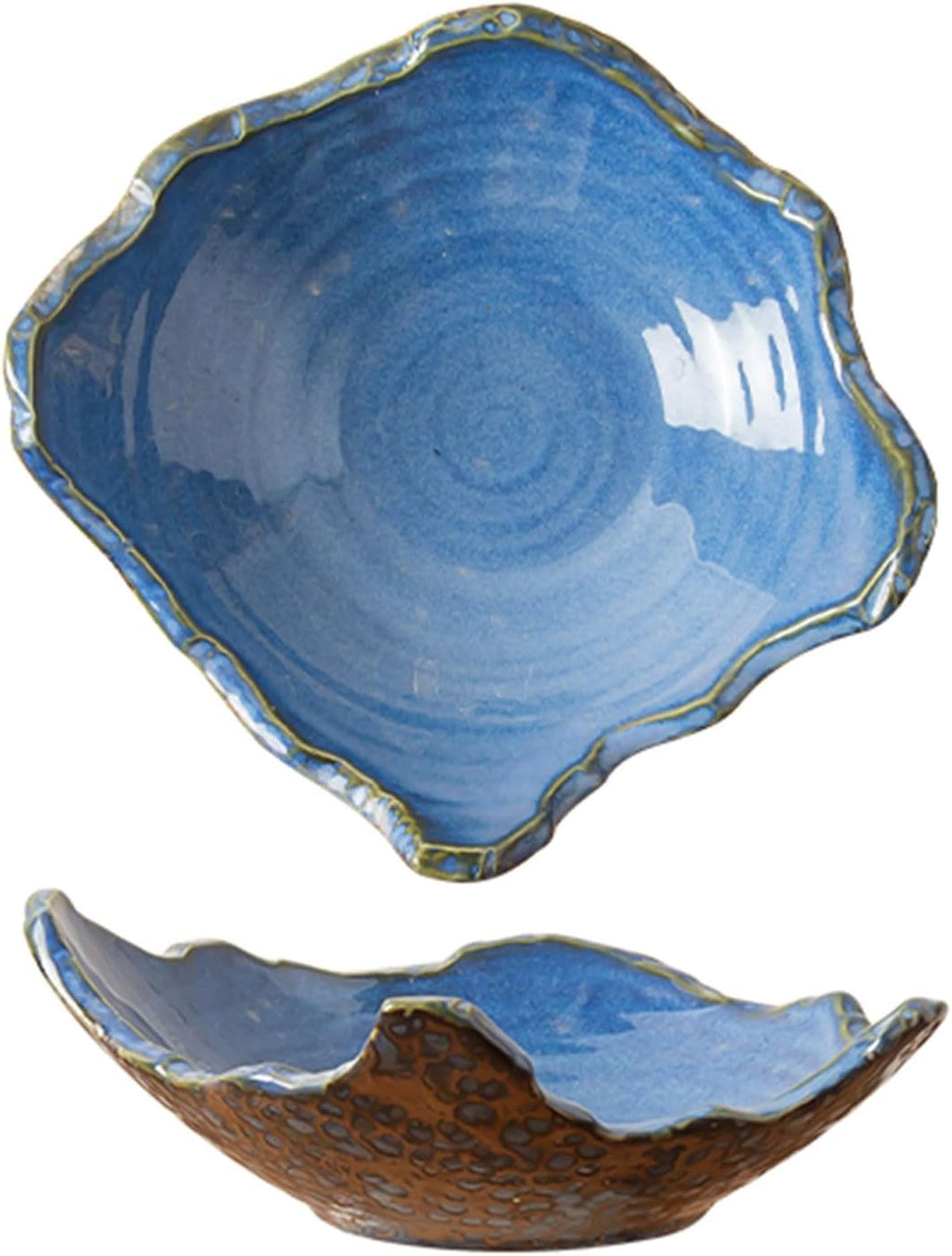 8" Small Ceramic Decorative Bowl 1 Pice – Irregular Rim Reactive Glaze Candy Plate, Berry Bowl, Entryway Catchall, Japanese Style Fruit Dish for Tabletop or Home Decor (Black)