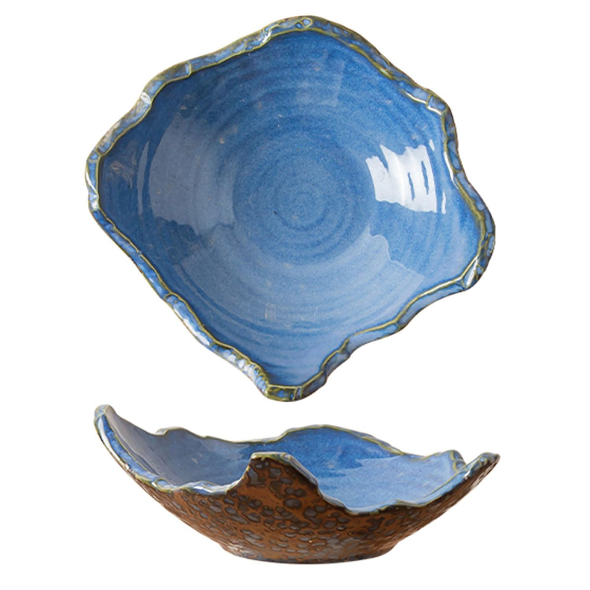 8" Small Ceramic Decorative Bowl 1 Pice – Irregular Rim Reactive Glaze Candy Plate, Berry Bowl, Entryway Catchall, Japanese Style Fruit Dish for Tabletop or Home Decor (Reactive Glaze)