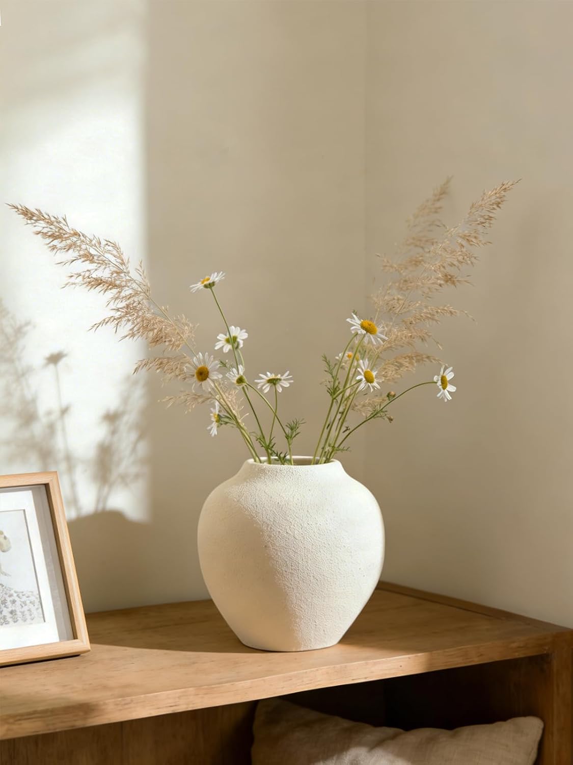 Ceramic Flower Vase Home Decor - Small Farmhouse Table Vases Rustic Vintage Living Room Kitchen Bedroom Decorations for House Book Shelf Office Coffee Desk Dining Fireplace (6" Rustic)