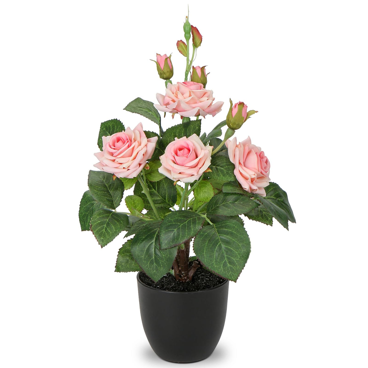 Hollyone Artificial Plants & Flowers in Vase Pink Roses Artificial Flowers Potted Plant Faux Silk Flower with Pot Fake Rose Flower Arrangement Home Decor Office Bathroom Shelf Desk Decoration 15 Inch