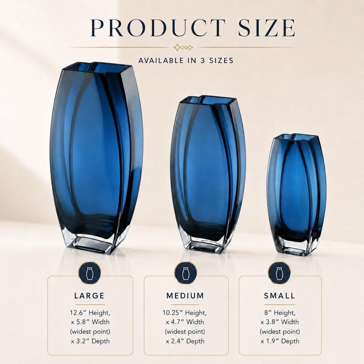 Glass - Vase - Blue - Teal - 12.6" Height - Heavy Durable - Made in Europe - by Barski