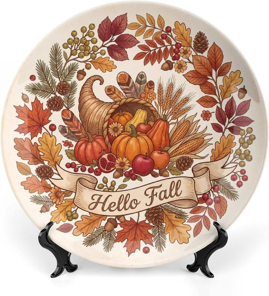 Decorative Plates for Display Fall Harvest Wall Plates 8 Inch