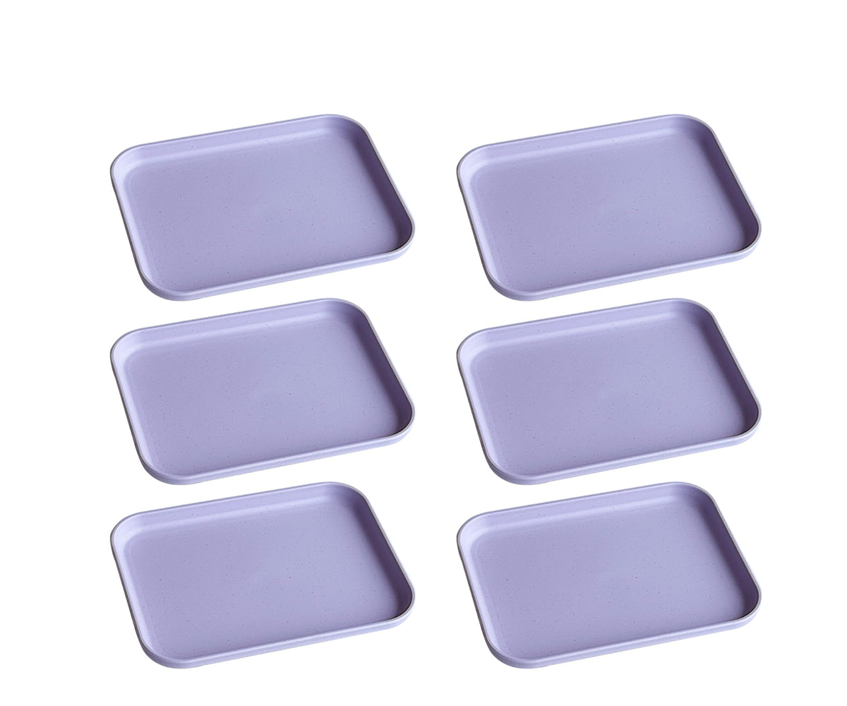 Small Tray 3 Pack, Blue 7.8 inch Wheat Straw Plastic Plates