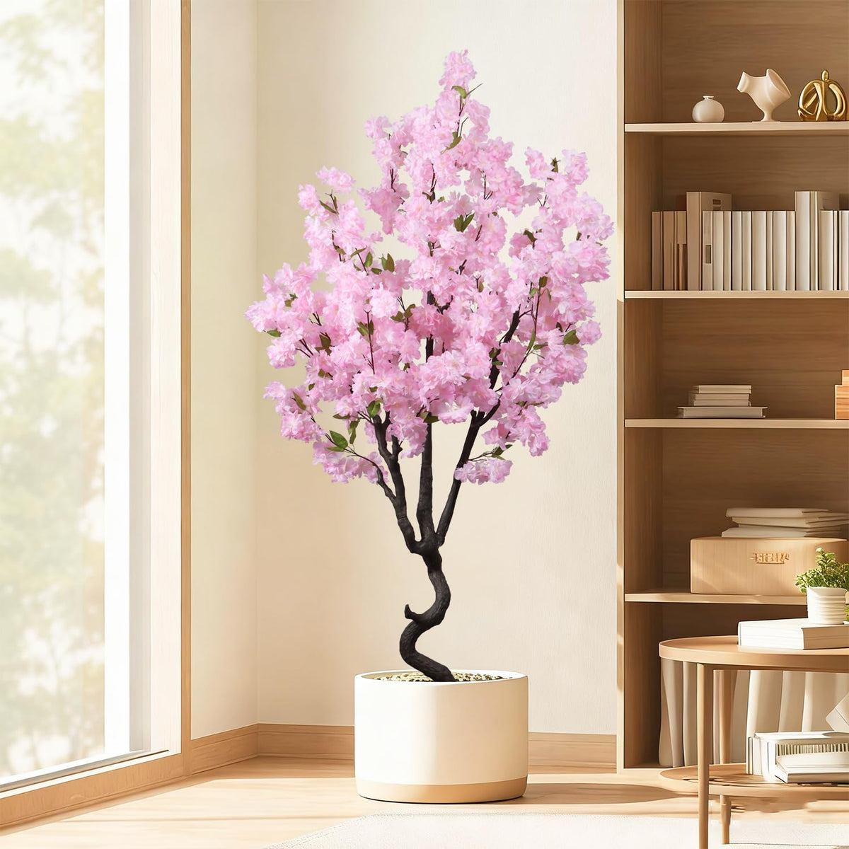 Artificial White Cherry Blossom Tree 6ft(72in) Faux Plant for Indoor Decor