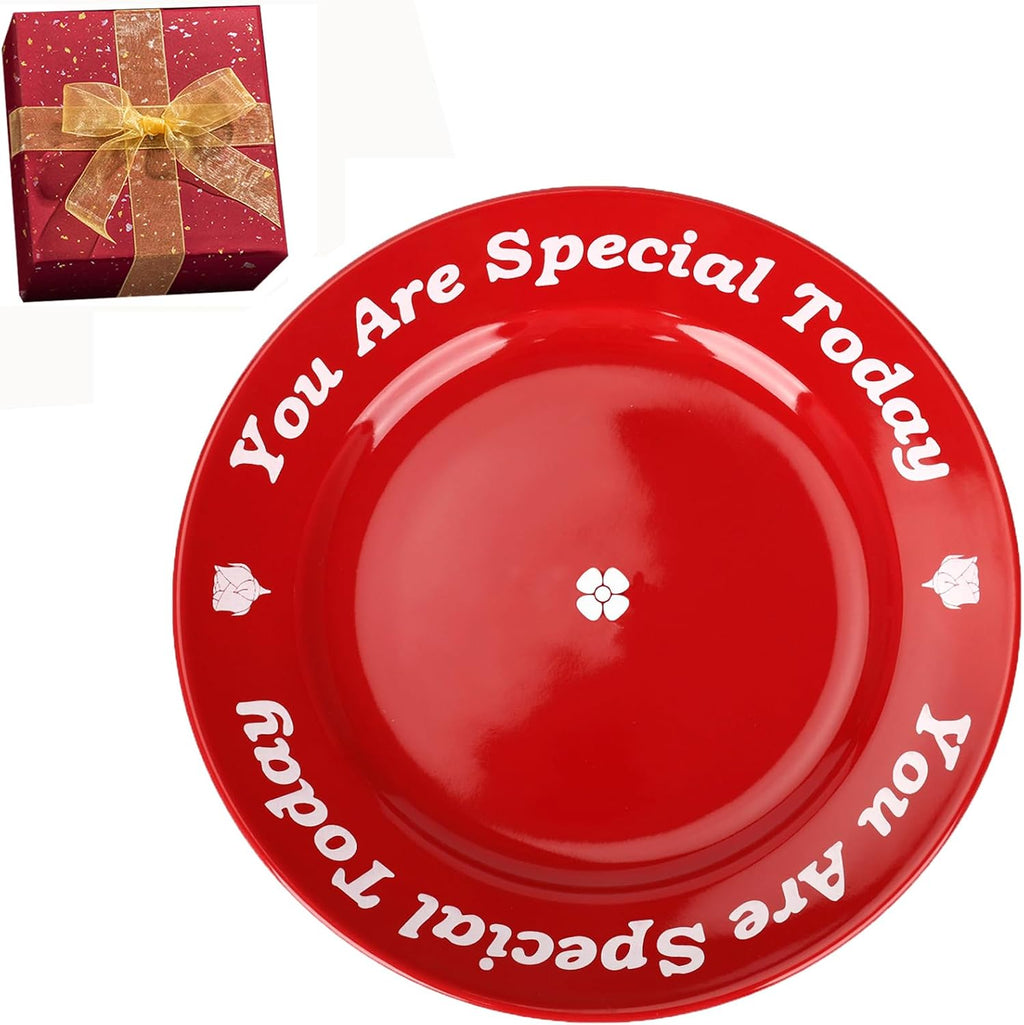 You Are Special Today Red Plate – 10.6" Ceramic Celebration Plates for Birthdays, Weddings, Anniversaries, Baby Showers, Graduations, Milestones, and Other Special Days (Red Plate)