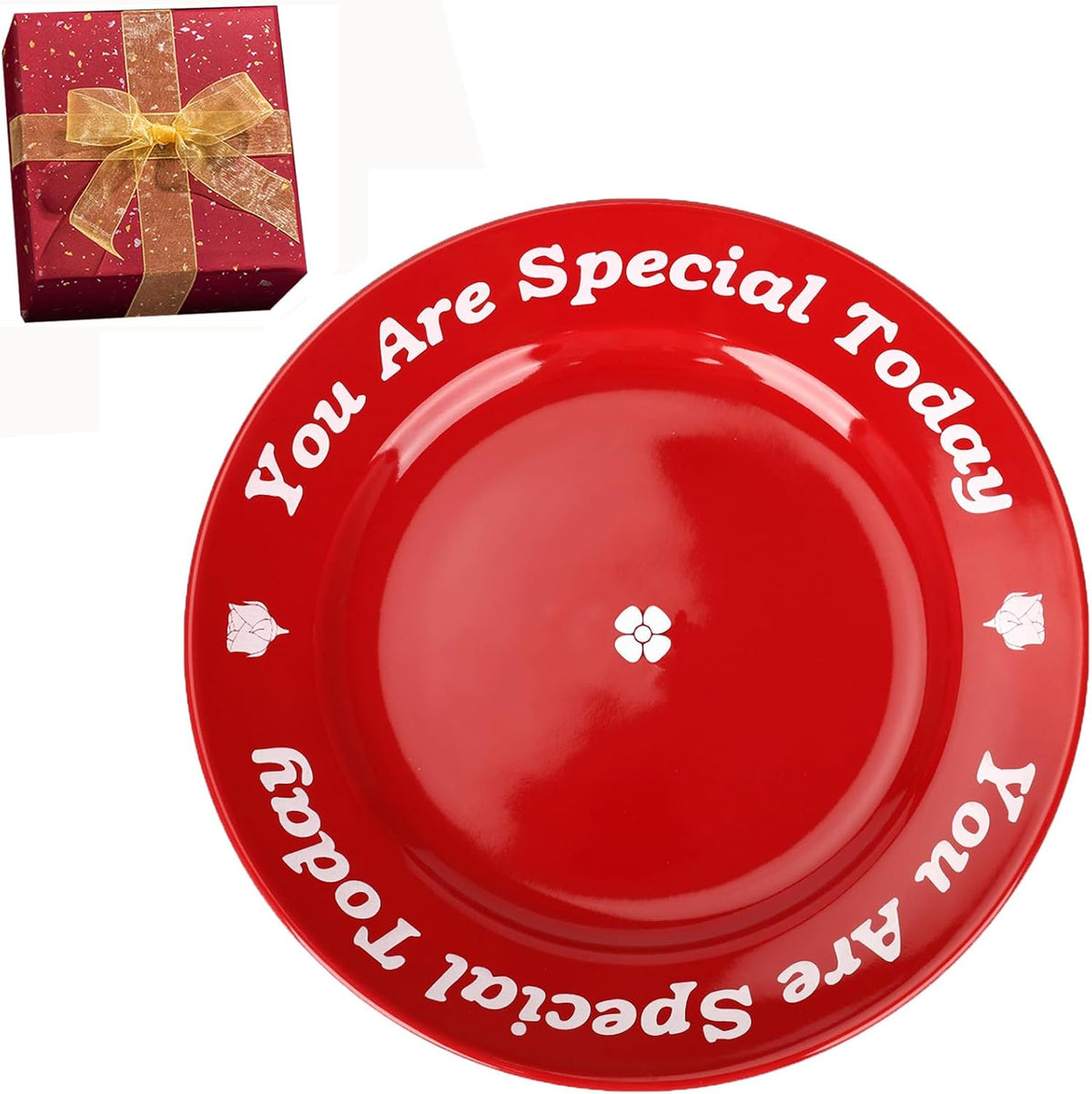 You Are Special Today Red Plate – 10.6" Ceramic Celebration Plates for Birthdays, Weddings, Anniversaries, Baby Showers, Graduations, Milestones, and Other Special Days (Red Plate)