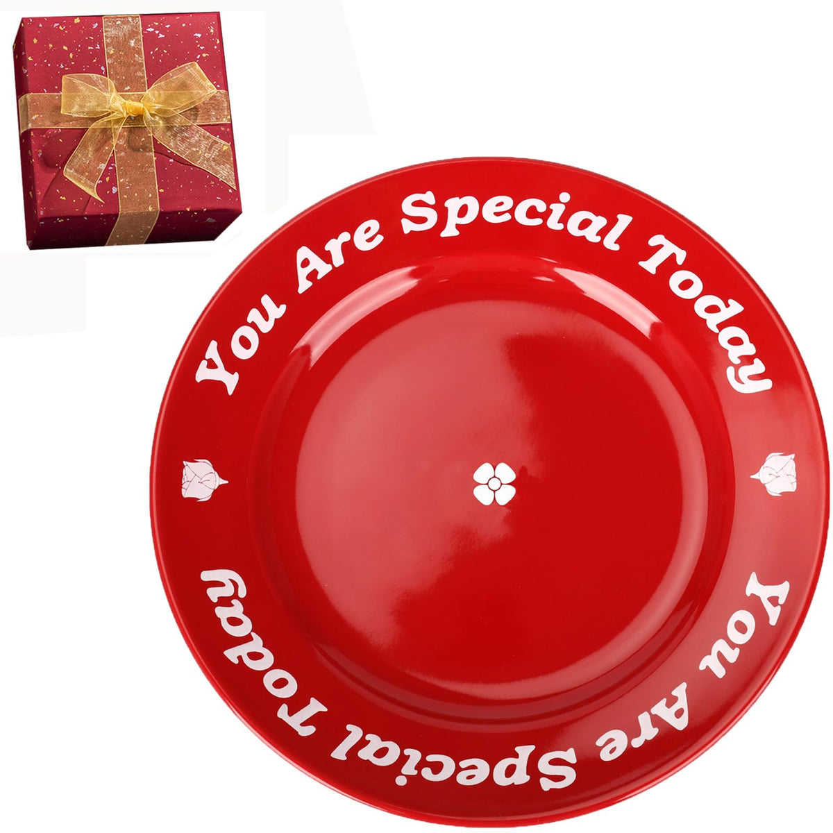 You Are Special Today Red Plate – 10.6" Ceramic Celebration Plates for Birthdays, Weddings, Anniversaries, Baby Showers, Graduations, Milestones, and Other Special Days (Red Plate)