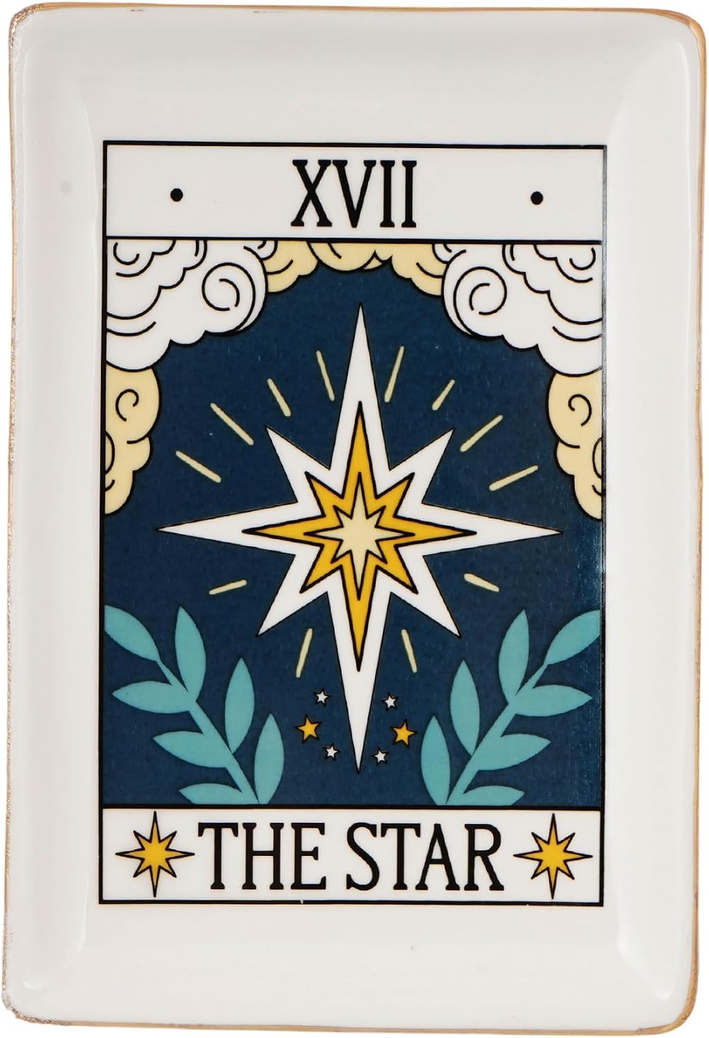 Star Tarot Card Ceramic Tray – 6.5 x 4.5 Inch Decorative Dish for Jewelry, Keys, Coins, Crystals, or Collectibles | Mystical and Functional Home Accent