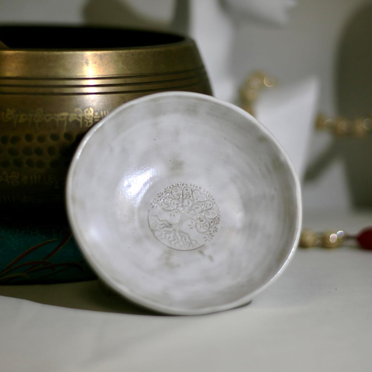 Prayer Offering Ritual Bowl Plate Great for Use Candles Tray Religious Spiritual Gifts （White Tree Life）