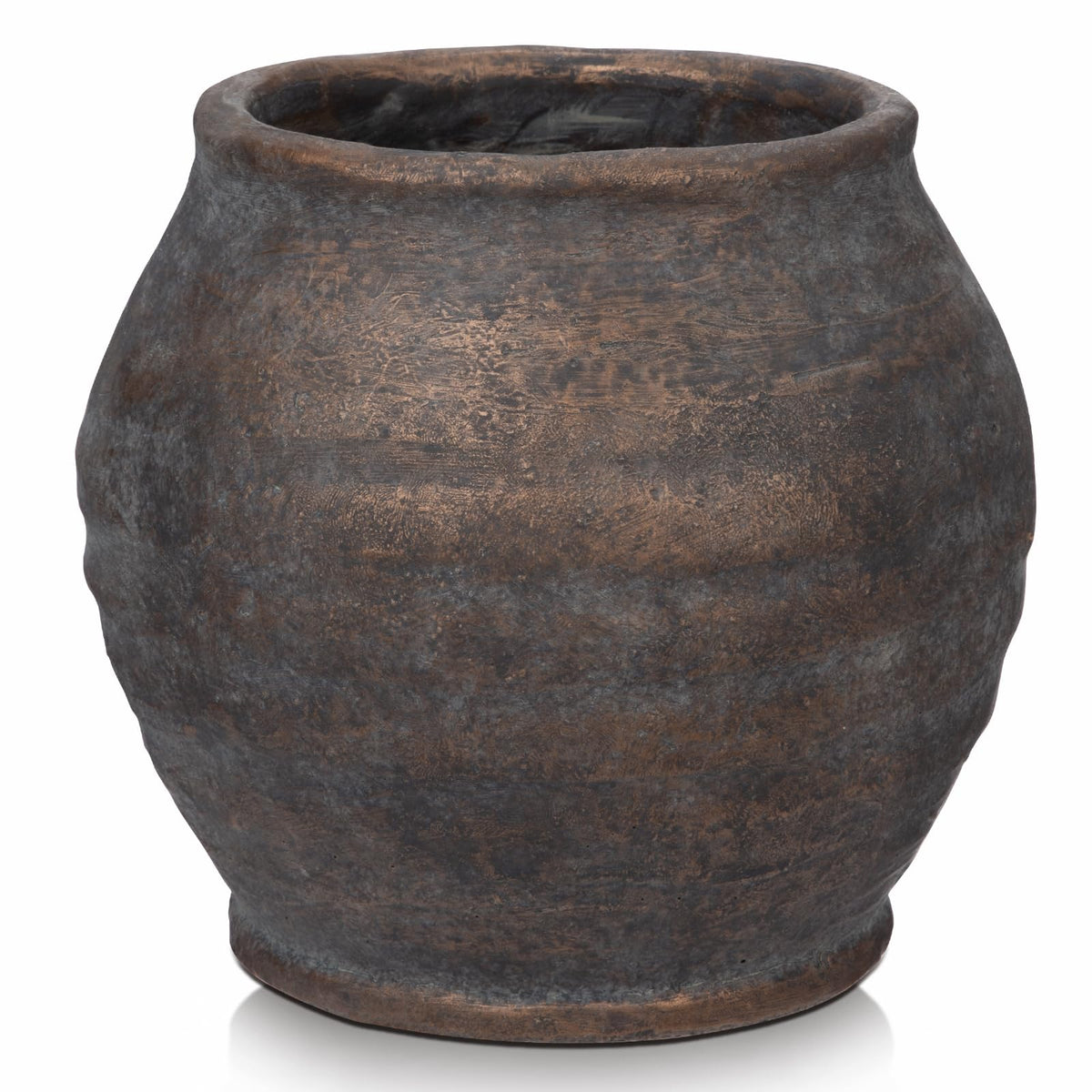 Briful Rustic Vintage Ceramic Pottery Vase, 6.1'' Farmhouse Table Decor with Distressed Texture, Wide Mouth Decorative Jar Vases for Home Decor, Shelf & Entryway, Cream White